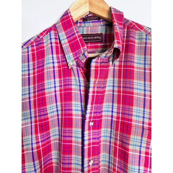 Chaps Ralph Lauren Long Sleeve Button Front Red Plaid Shirt Sz M - Picture 2 of 4